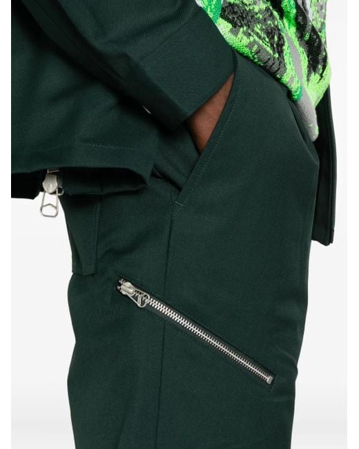 Oamc Peacemaker Green Zip-Detail Trousers for men