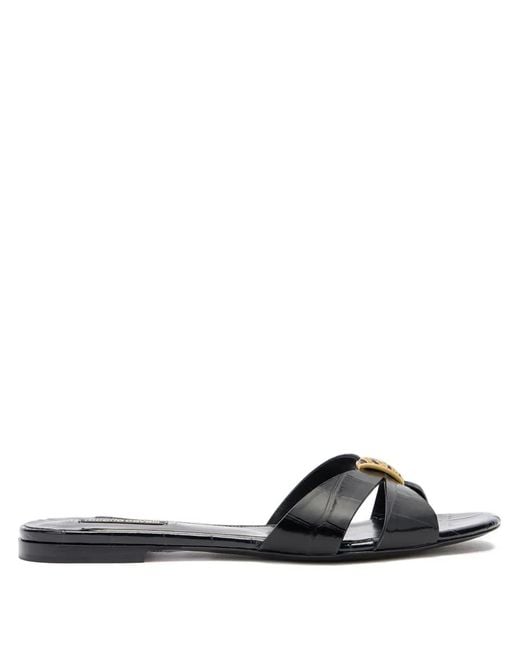 Roberto Cavalli Black Cross-Strap Jewel-Embellished Flat Sandals