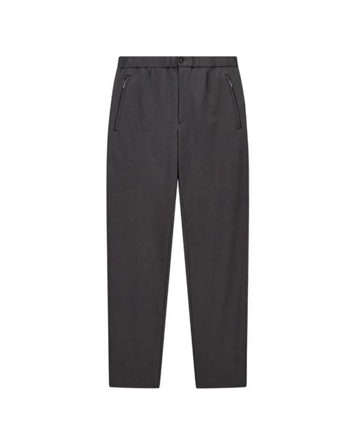 Emporio Armani Gray Elasticated-Waistband Straight-Leg Trousers for men