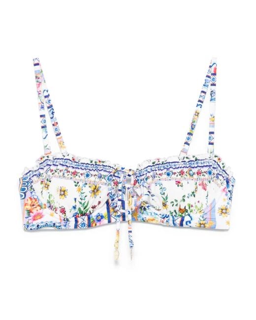 Camilla Blue Tie-Front Bikini Top