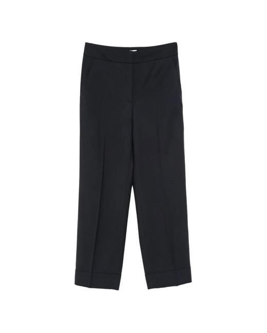 Peserico Black Pressed-Crease Cuffed-Hem Tailored Trousers
