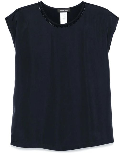 Fabiana Filippi Blue Bead-Detailed Blouse