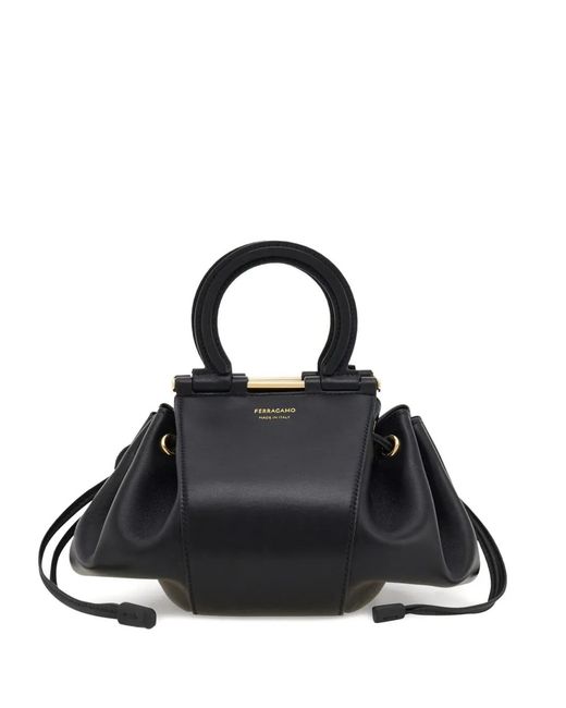 Ferragamo Black Gancini Cross Body Bag