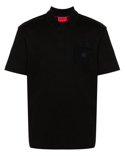 HUGO Poloshirt mit Logo-Applikation in Black für Herren