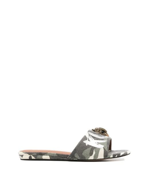 Kurt Geiger White Eagle-Head Camouflage Sandals