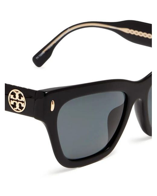 Tory Burch Black Miller Rectangle-Frame Sunglasses