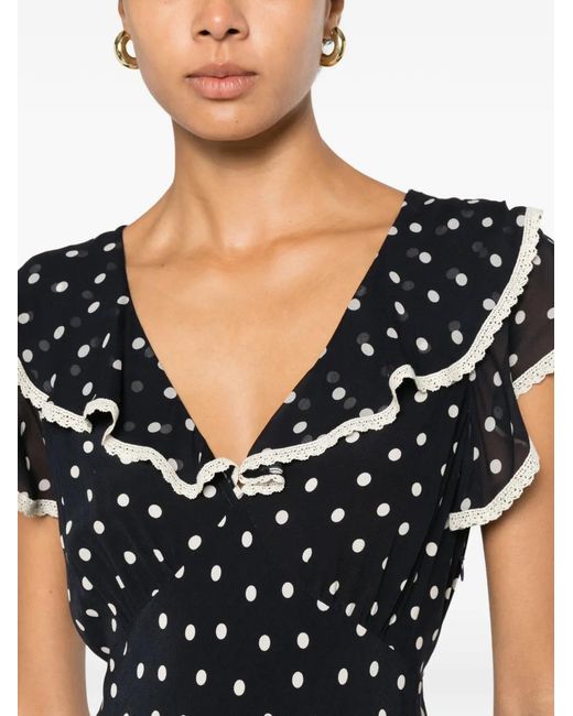Rixo White Beyhea Polka-Dot Ruffled Maxi Dress