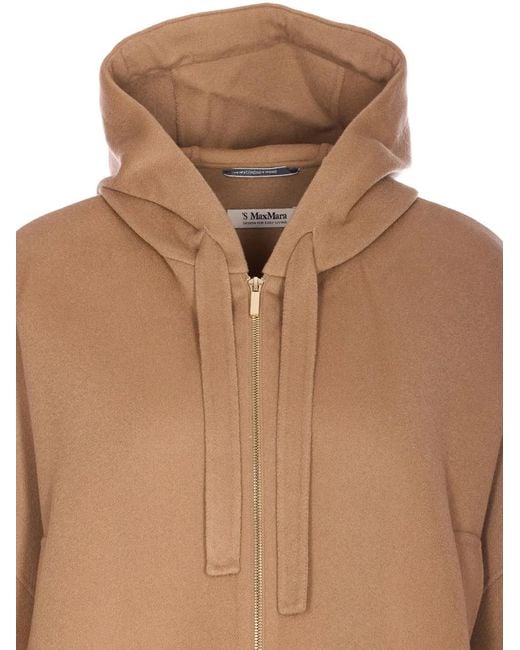 Max Mara Natural Zip-Up Hooded Coat