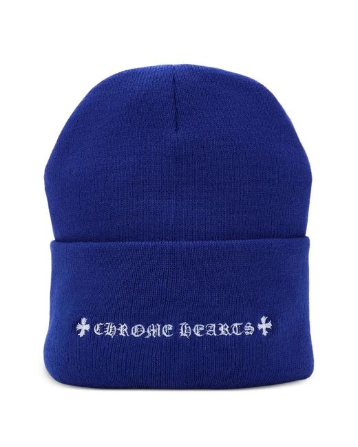 Chrome Hearts Blue Embroidered Logo-Patch Beanie for men