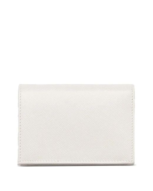Prada White Small Saffiano Leather Wallet