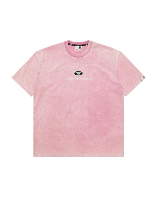 Aape By A Bathing Ape Men's Pink Logo-Embroidered T-Shirt