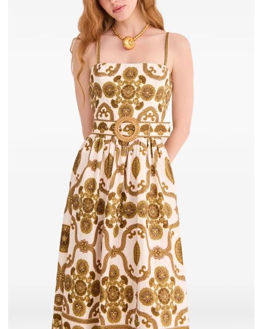 Cara Cara Metallic Robe Mi-Longue Lee Ceinturée À Fleurs