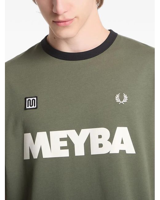 Fred Perry Green Logo-Print Ringer T-Shirt for men