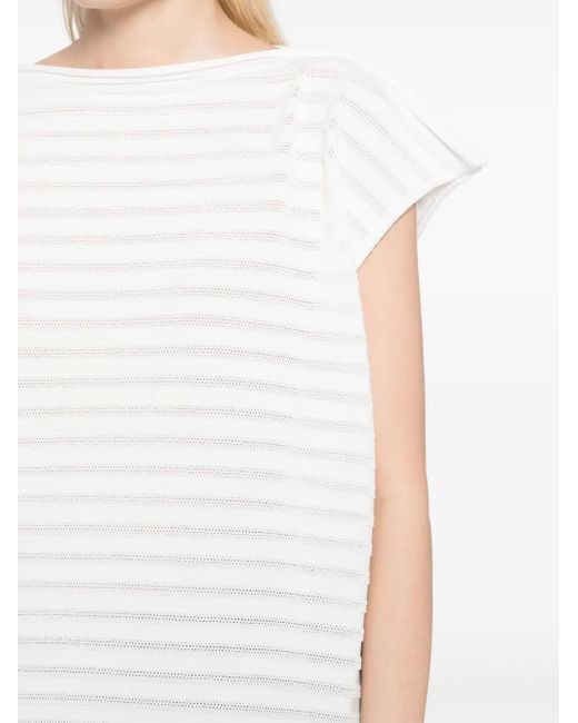 Pleats Please Issey Miyake White Mesh Knitted Top