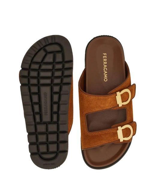 Ferragamo Brown Two-Strap Flat Sandals for men