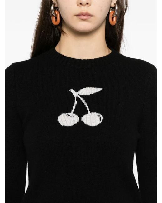 Cynthia Rowley Black Intarsia Cropped Jumper