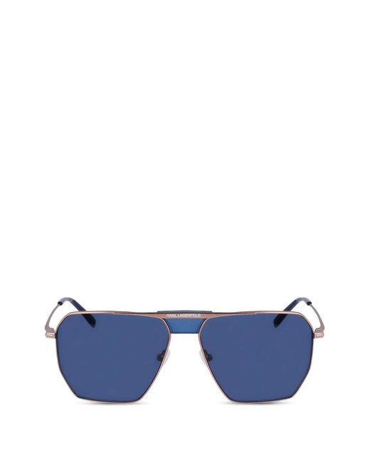 Karl Lagerfeld Blue Geometric-Frame Sunglasses for men