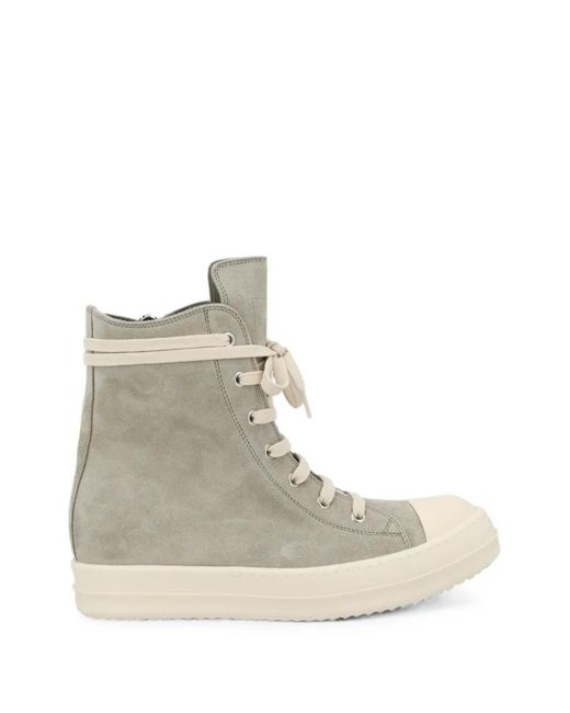 Rick Owens Natural High-Top Suede Sneakers