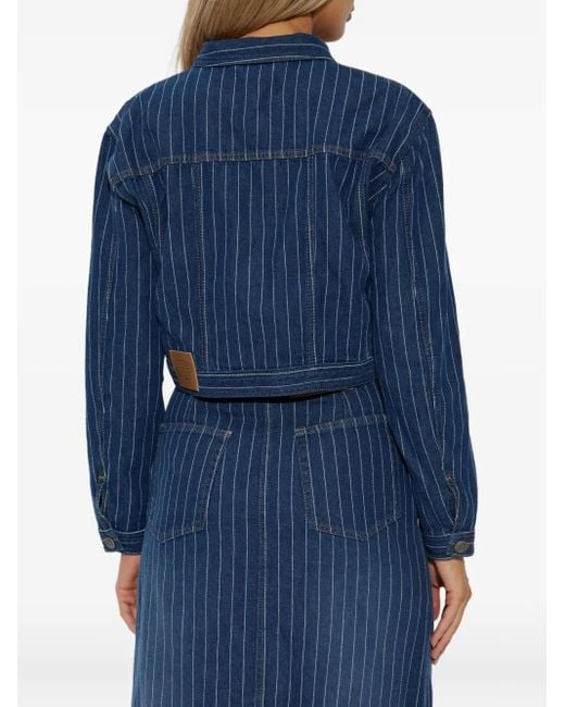 Munthe Blue Lindy Pinstripe Cropped Jacket