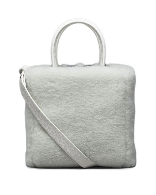 Thom Browne Gray Shearling Stripe Tote Bag