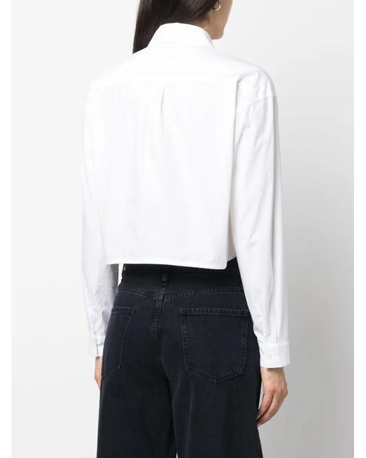 Ba&sh White Long-Sleeve Cropped Shirt