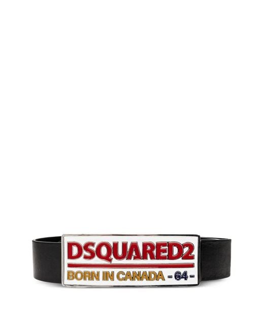 DSquared² White Logo Plaque Belt for men