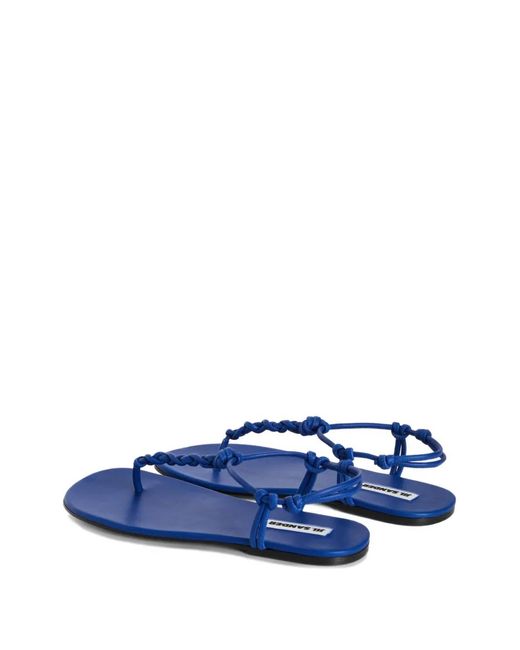 Jil Sander Blue Knotted-Strap Flat Sandals