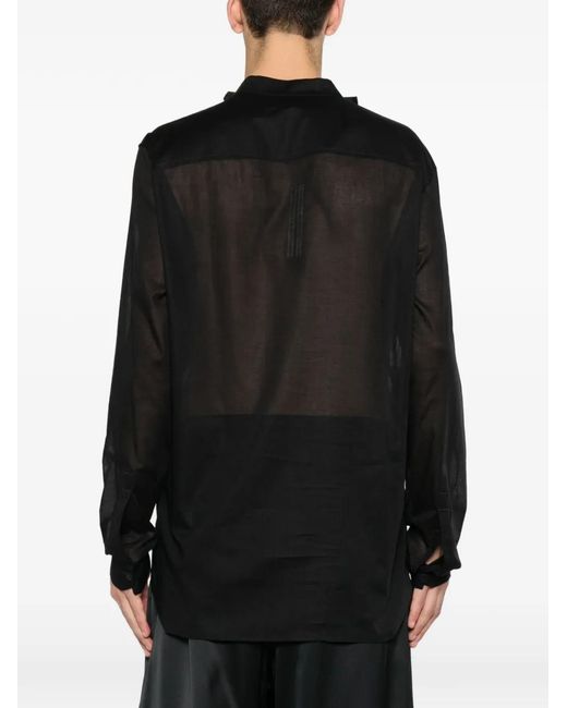 Rick Owens Black Chemise Island À Empiècement Transparent for men