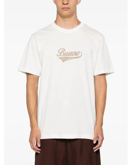 Barrow White Logo-Print T-Shirt