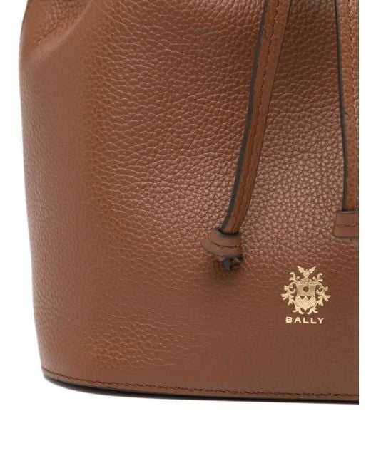 Bally Brown Leather Drawstring Bucket Bag