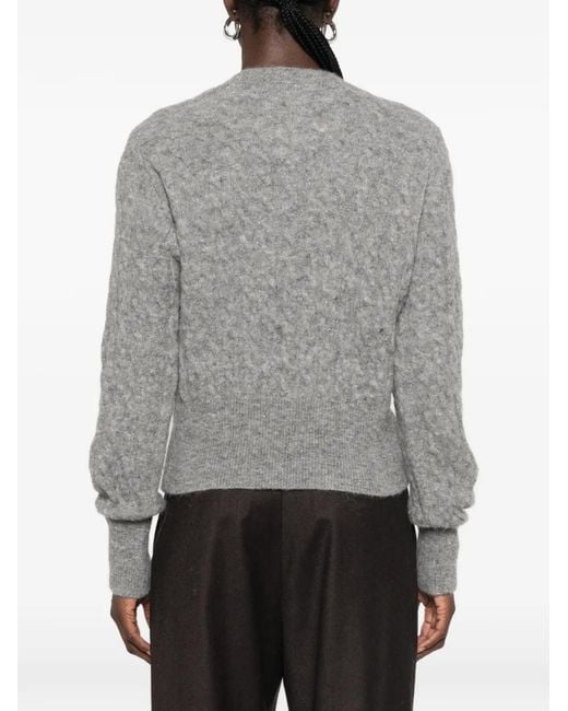 Marella Gray Cable-Knit Cardigan