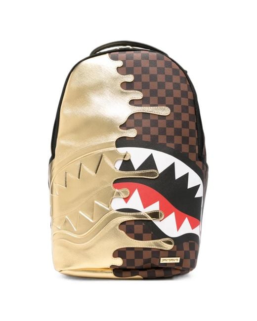 Sprayground Gray Shark Mouth Checkered Backpack for men