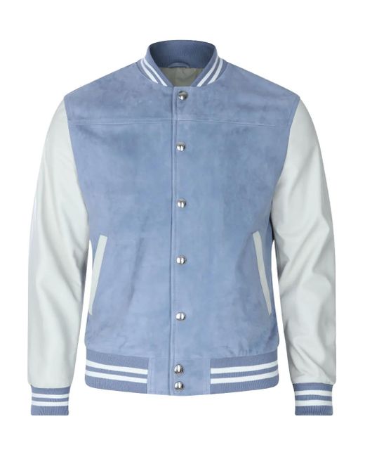 Eleventy Blue Varsity Bomber Jacket for men