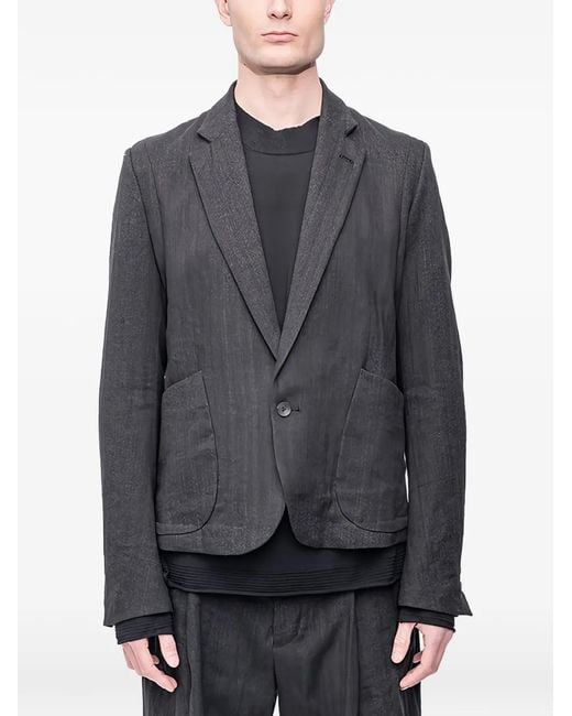 The Viridi-anne Gray Herringbone-Pattern Notch-Lapels Blazer for men