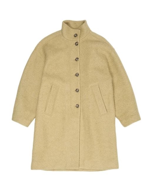 Bimba Y Lola Natural Bouclé Buttoned Coat