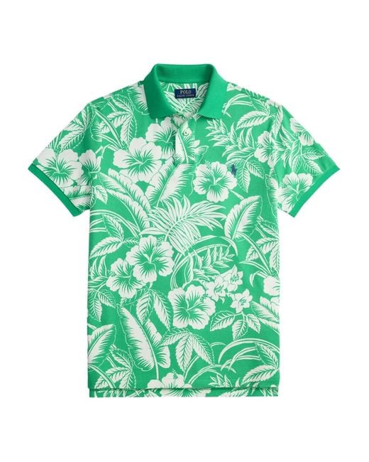 Polo Ralph Lauren Green Tropical-Print Polo Shirt for men