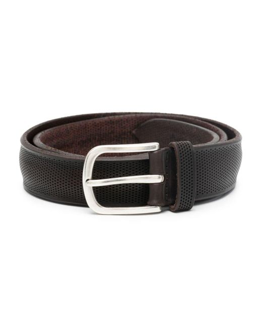 Orciani Black Perforated Leather Belt for men