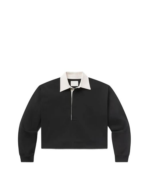Citizens of Humanity Black Aris Rugby Contrast-Collar Long-Sleeve Polo Top