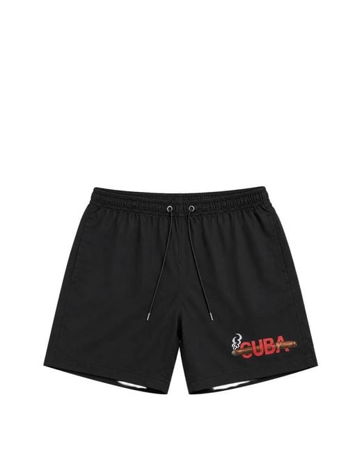 Melt Black Graphic-Print Drawstring Swim Shorts for men