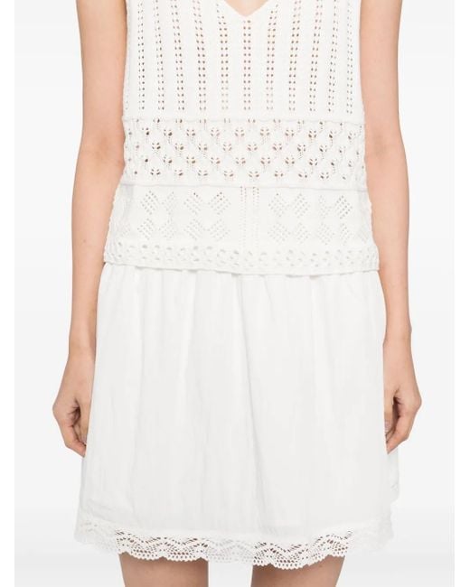 B+ AB White Ensemble Haut-Jupe En Crochet