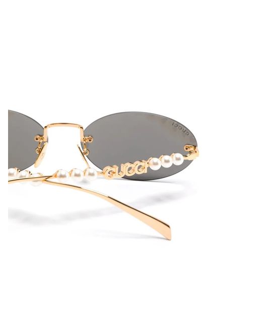 Gucci Gray Oval-Frame Sunglasses