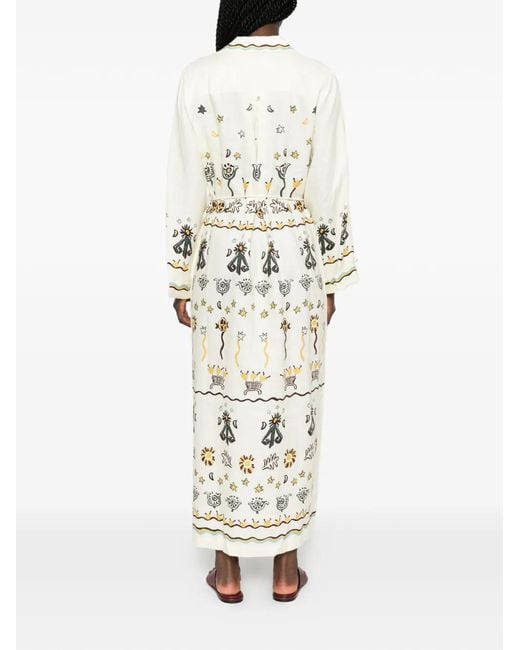 ALÉMAIS White Sun Dancer Tie-Waist Shirt Dress
