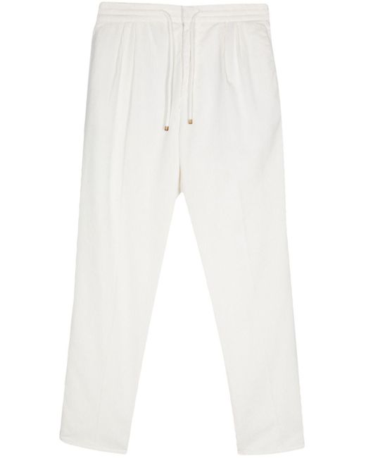 Brunello Cucinelli White Corduroy Trousers for men