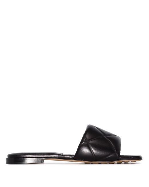 Bottega Veneta Rubber Lido Leather Sandals in Black - Lyst