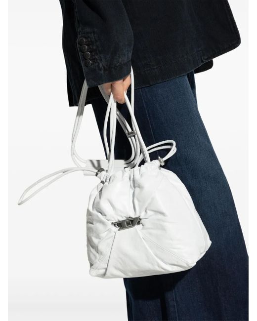 DIESEL White Scrunch-D Tote Bag