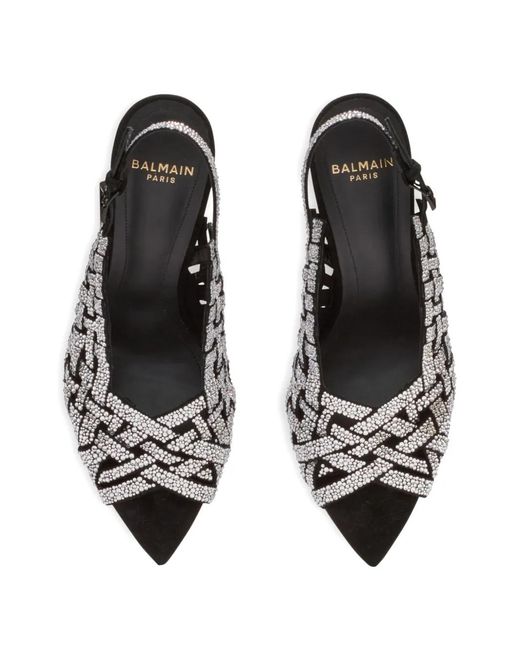 Balmain Metallic Rhinestone-Detail Sandals