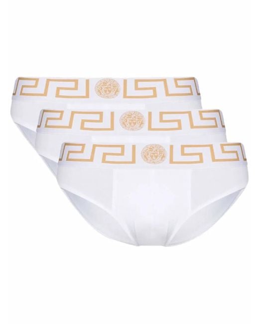 Versace Slip Met Logo (Set Van Drie) in het White voor heren