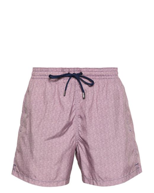 Canali Purple Graphic-print Swim Shorts for men