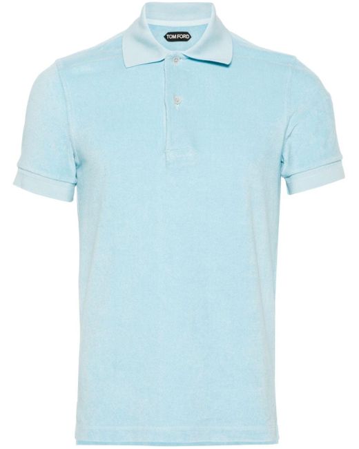Tom Ford Frottee-Poloshirt in Blue für Herren