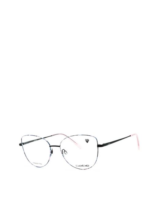 Bebe White Floral-Pattern Cat-Eye Glasses